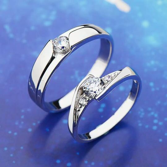 Cincin Tunangan Nikah Silver Pasangan Wanita Couple Ring Ring Sepasang Wedding Ring Perak 925 Asli C