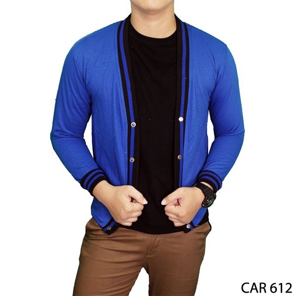 Cardigan Fleece Biru Tua Basic Polos Panjang Pria Fleece Biru Tua – CAR 612