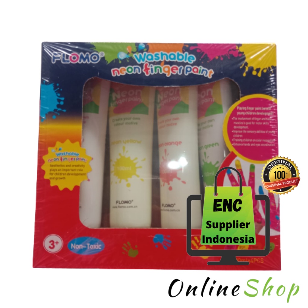 

1 set Flomo washable neon finger paint non tonic per paket - enc.sup