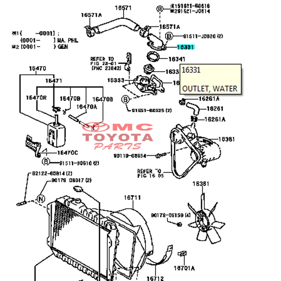 Housing Water Outlet Toyota Kijang Kapsul 7K 16331-13100-LL