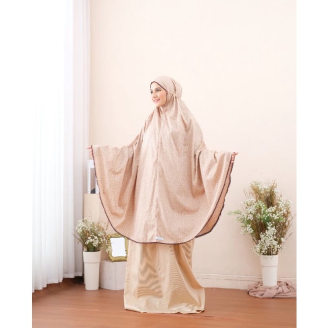 Mukena Katun Jepang Zlassica Pocket Ditsy Rose Nude