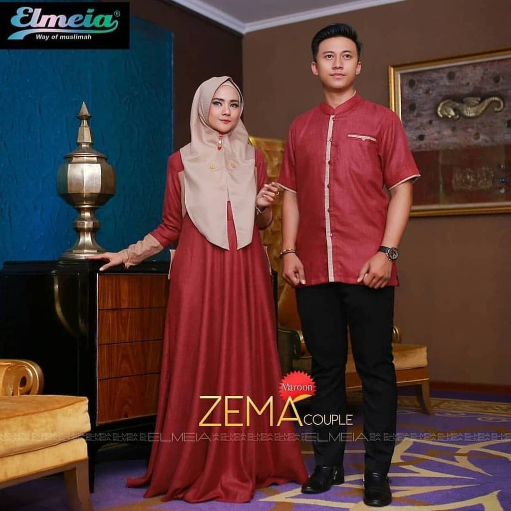 Gamis Couple Murah - Gamis Couple Mewah Tapi Kalem - Kirana Finda Couple Ori Najwa Warna Navy Series