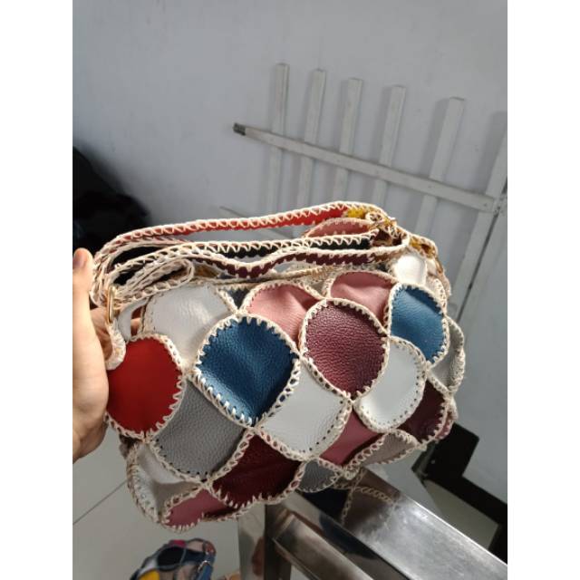 Tas rajut papirut kulit sapi asli garut handmade