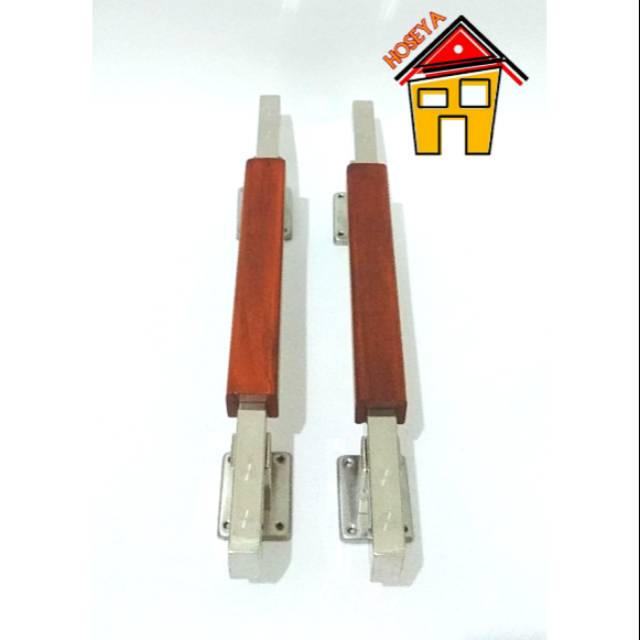 HANDLE PINTU 33 CM / pull handle stainless + wood 33 cm