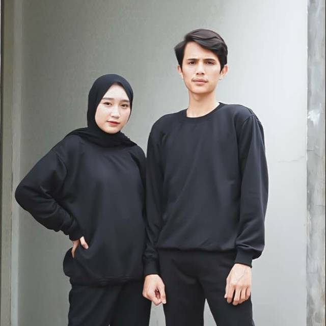 Sweater Crewneck Basic Polos Bahan Flece Allsize