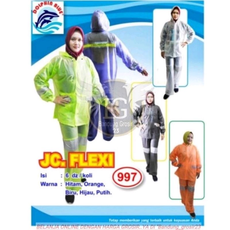 Jas Hujan DOLPHIN FLEXI 997 Setelan Baju Jaket Celana Murah Pria Wanita Dewasa Scotchlight Mantel