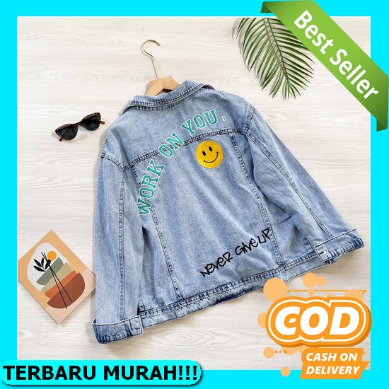 Jaket Jeans Jaket Jins Oversize Crop Wanita Lepis Jaket Cewek Jaket Levis Casual Ripped Import Terba