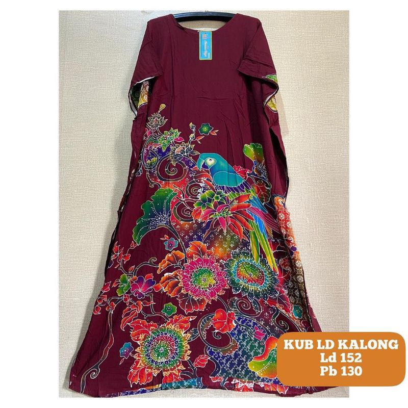 Longdress Kalong Batik Kencana Ungu Label biru Ori model Terbaru Bahan Katun Premium Ukuran Jumbo Ld
