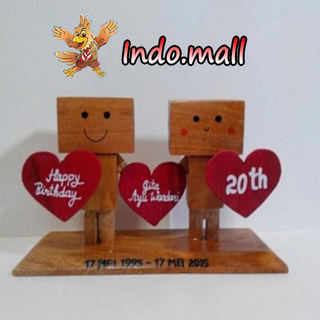 E5BU BONEKA KAYU DANBO KADO VALENTINE COUPLE ANNIVERSARY BIRTHDAY ROMANTIS 1Q3F
