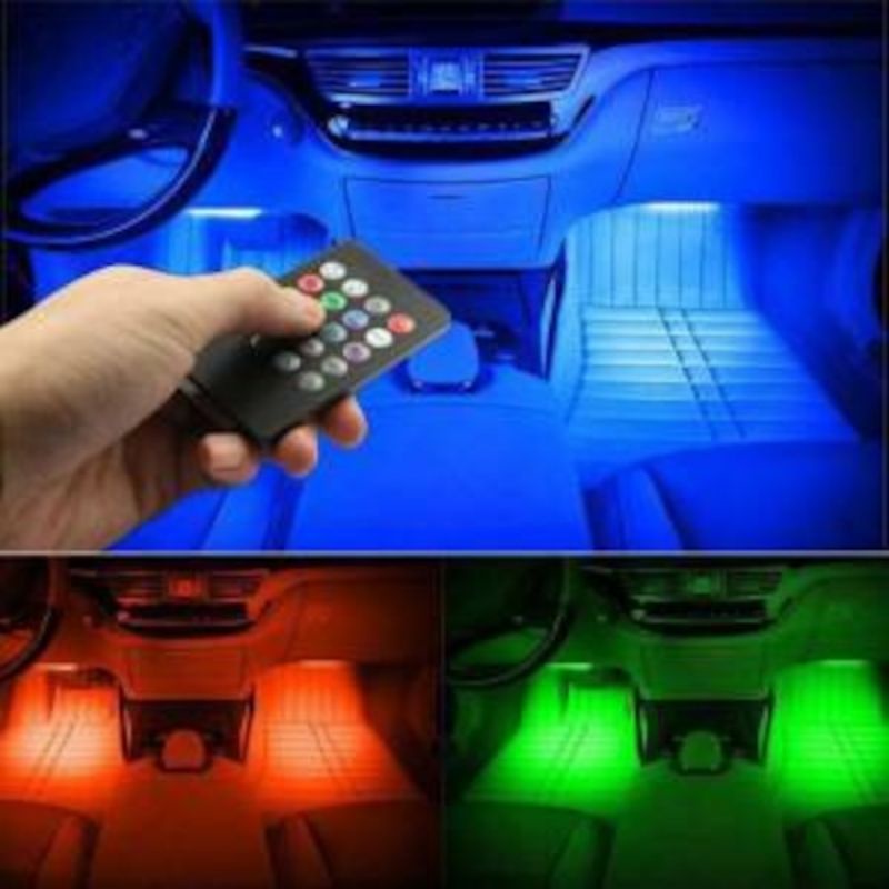 4PC DRL LED KOLONG LAMPU DEKORASI DASHBOARD MOBIL 16 WARNA PLUS REMOTE Terbaik MEWAH