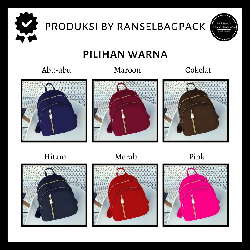 Tas Ransel Wanita - Tas Sekolah Kuliah Travel Remaja Dewasa Model Fashion Korea Backpack Stylish Kekinian Multifungsi Punggung Kualitas Bagus Mini Import Lokal Original Anti Air Perempuan Cewek