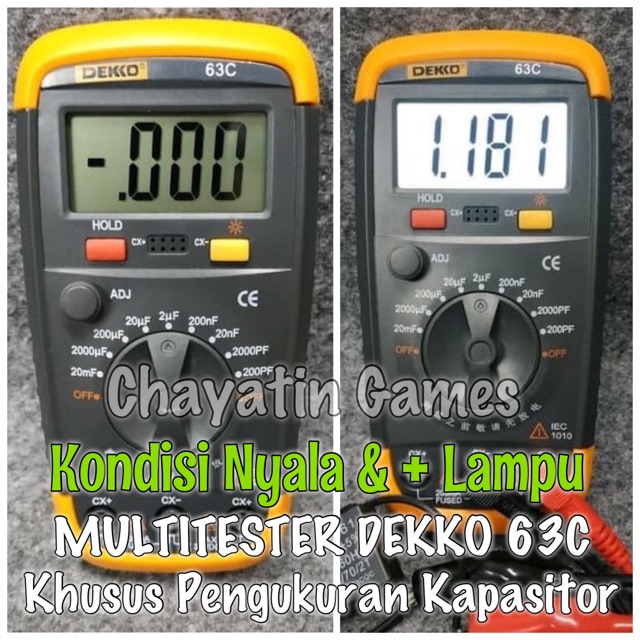 Multitester Avometer Tester Digital Merk DEKKO 63C Khusus Kapasitor