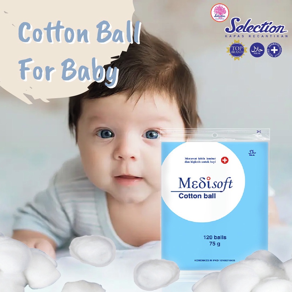 MEDISOFT Cotton Ball Indonesia / Kapas Wajah Bola Hijau Biru 75g 120g 120 Balls / Kecantikan Special Lapis Tipis Tebal Oval Round Bulat Kotak Bud Buds / Selection Modis Rona Kharisma / Pembersih Wajah Facial Cleanser Toner Baby / Ziplock Box Refill Paket