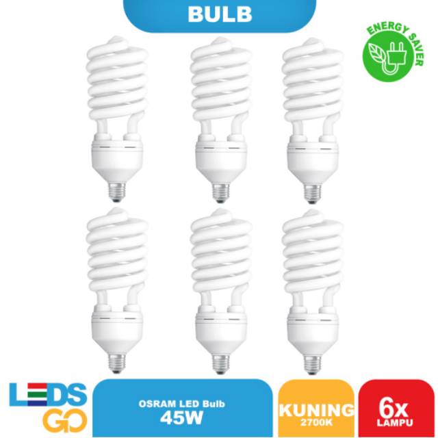 ( PAKET ISI 6 ) Osram Lampu Hemat Energi Duluxstar HO 45 Watt Kuning