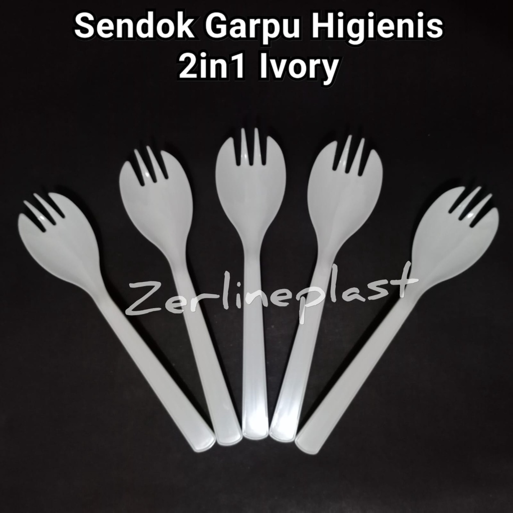 Sendok Garpu STYRER 2in1 Plastik - IVORY Food Grade @10pcs