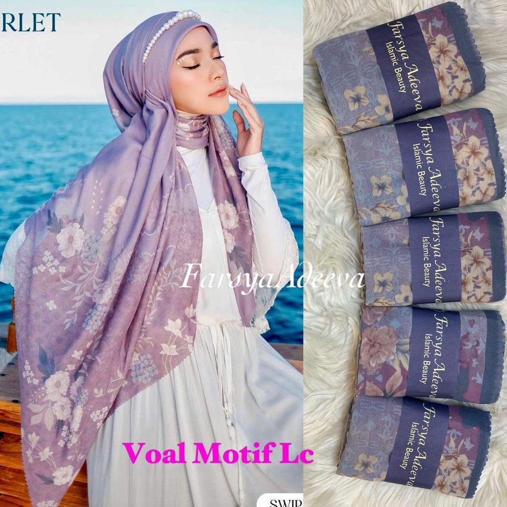 Kerudung segiempat motif terbaru segiempat motif deenay kw bahan voal grosir segiempat motif termurah Safa Hijab-ALAMANDA BLUE
