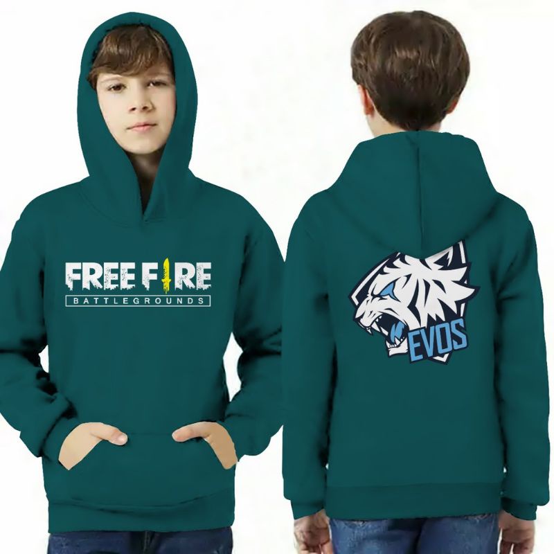 Hoodie Free Fire Evos Anak / Hoodie anak / Jaket ff evos anak / Jaket free fire 6-13 TAHUN