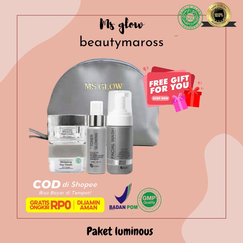 paket  luminous/untuk kulit noda hitam, bekas jerawat, flek ringan, bopeng /ms glow/ 500gr