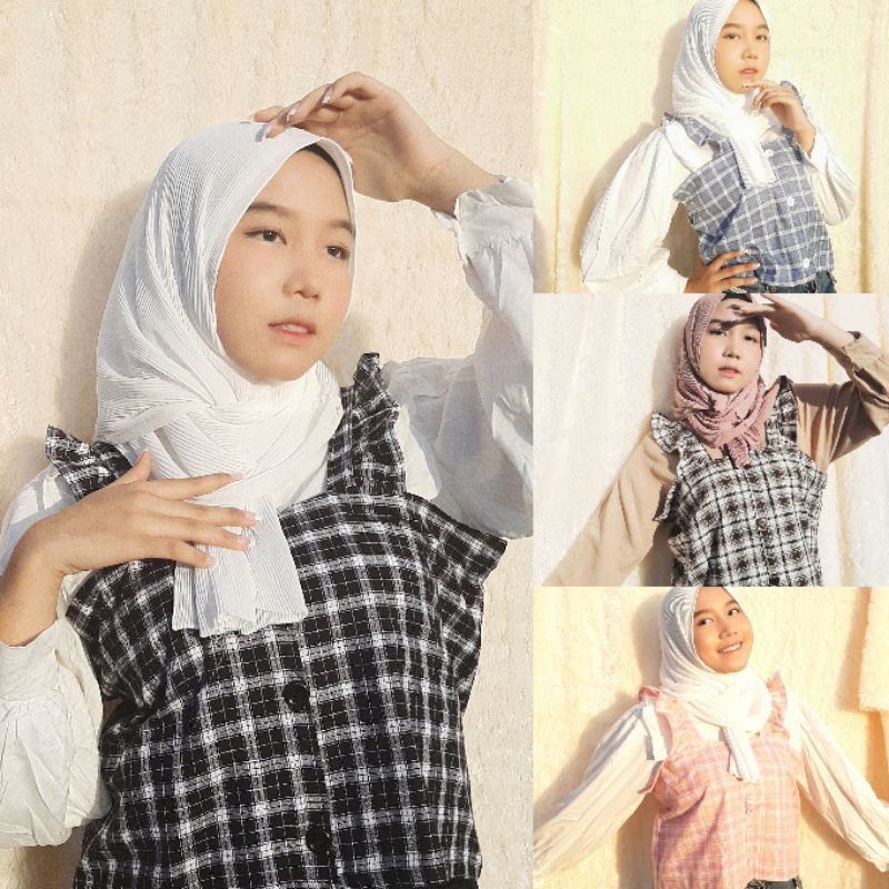 TANKTOP HALAL TARTAN PREMIUM | VEST | ROMPI | RUFFLE | KANCING | HIJAB | CROP TOP KOREAN STYLE KOREA