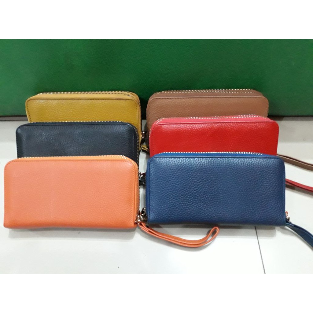 Dompet Wanita 2 Resleting / Dompet Panjang 2 Resleting / Dompet Kulit Sapi Asli Buatan Garut
