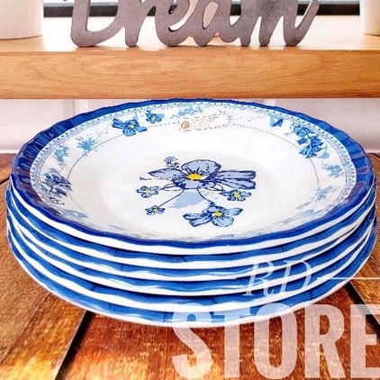 PROMO 6.PCS PIRING MAKAN CEKUNG MOTIF ROSE BAHAN MELAMINE WARE TEBAL DAN KUAT