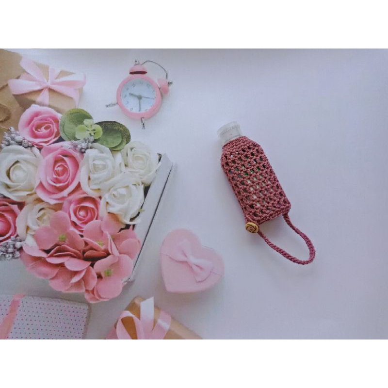 Hand Sanitizer Holder / Gantungan Hand Sanitizer Rajut Motif Jaring Kotak
