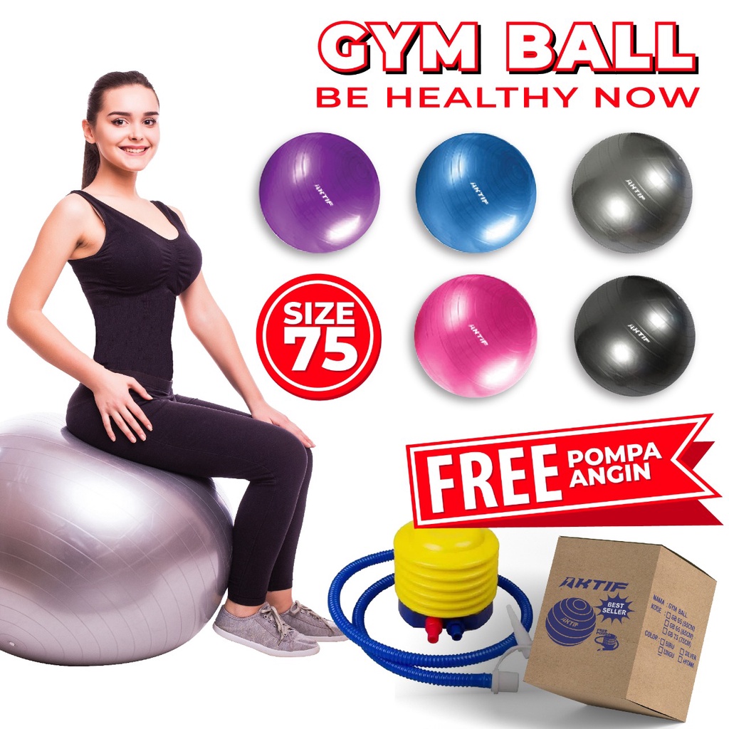 Gym ball Aktif Ibu Hamil / Bola Gym / Gymball / Bola yoga fitness Ukuran 75cm Bonus Pompa (69RB)Besar