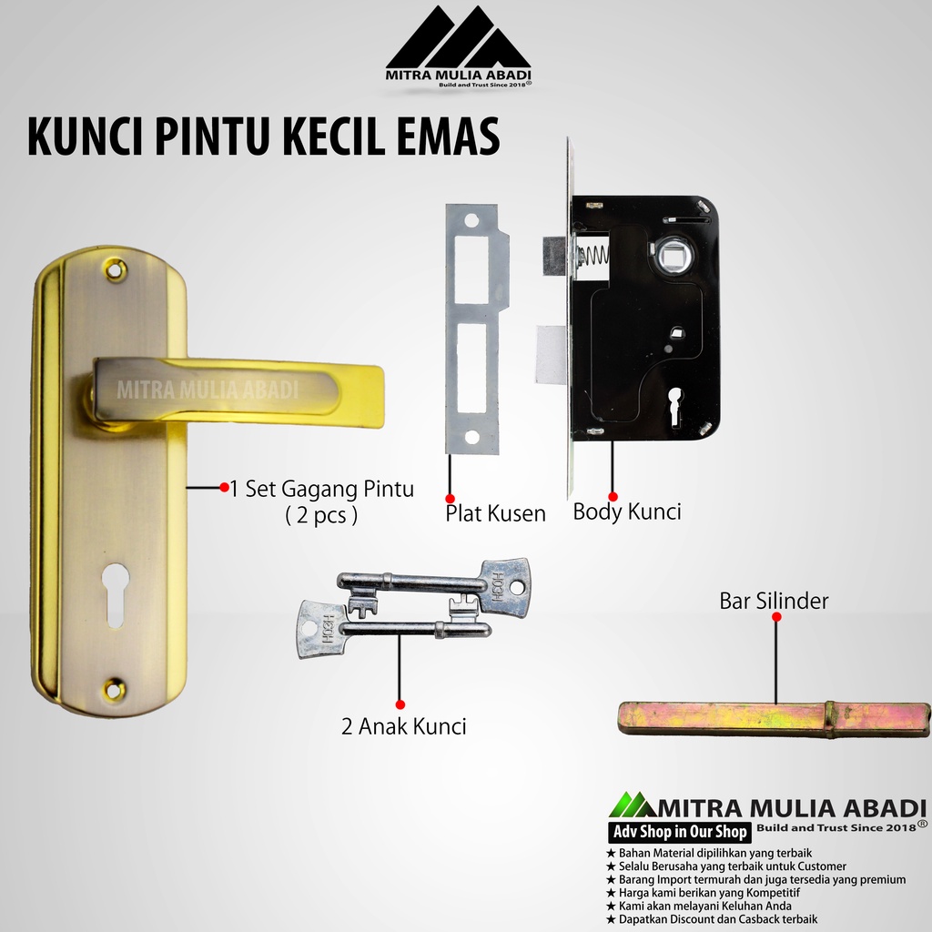 Kunci Gagang Handle Pintu Top i-Series EMAS