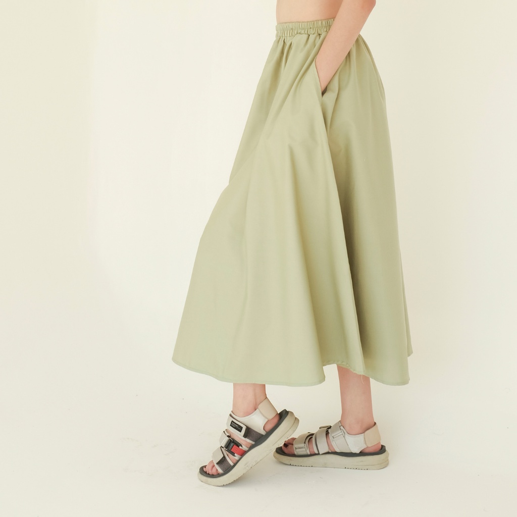 Basic Skirt Geniee rok polos A Line, Bahan Katun, Max BB 70 Kg