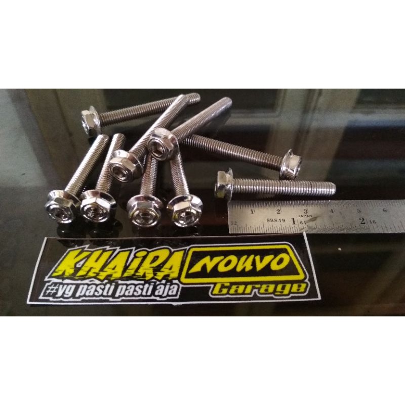 Baut probolt stainless 2 kunci 6x40 drat 10 baut stainless 2 kunci