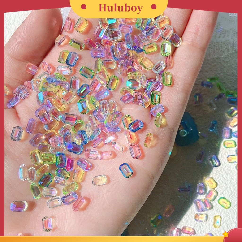 Huluboy Huluboy♡ 100 Pcs Berlian Imitasi Bentuk Persegi 3D Untuk Dekorasi Nail Art