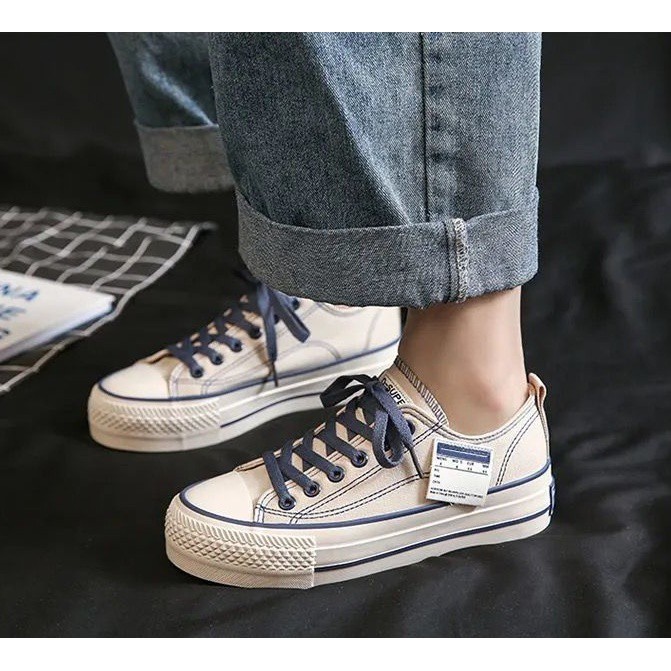 Kano style Sepatu Wanita Kanvas Sneakers Tali Outsole Tebal Tren Cewe Terkini Elegan Mewah Keren