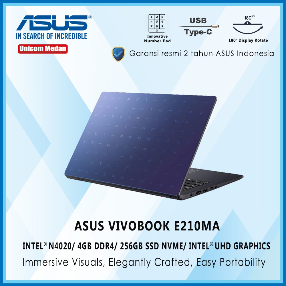 ASUS VIVOBOOK E210MA N4020 4GB SSD 256GB SSD Intel UHD WIN10 + OHS 2019