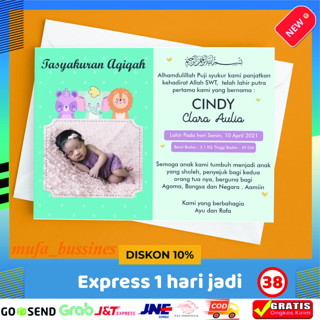 

Stiker Sticker Label Kartu Tasyakuran Syukuran Aqiqah Aqiqoh Akikah Nama Bayi Selapanan Kelahiran