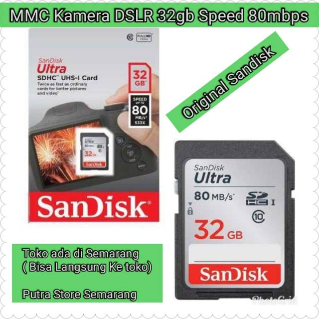 MMC Kamera DSLR 32gb Speed 80 mbps Original sandisk Memory Kamera DSLR