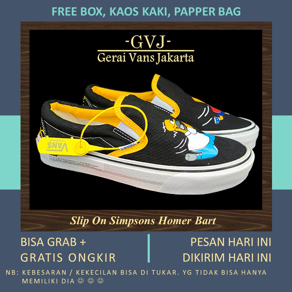 (Bisa Grab & Cod) Vans Slip On Simpsons Homer Bart Waffle Dt Premium  Vans Slip On Simpsons Homer Ba