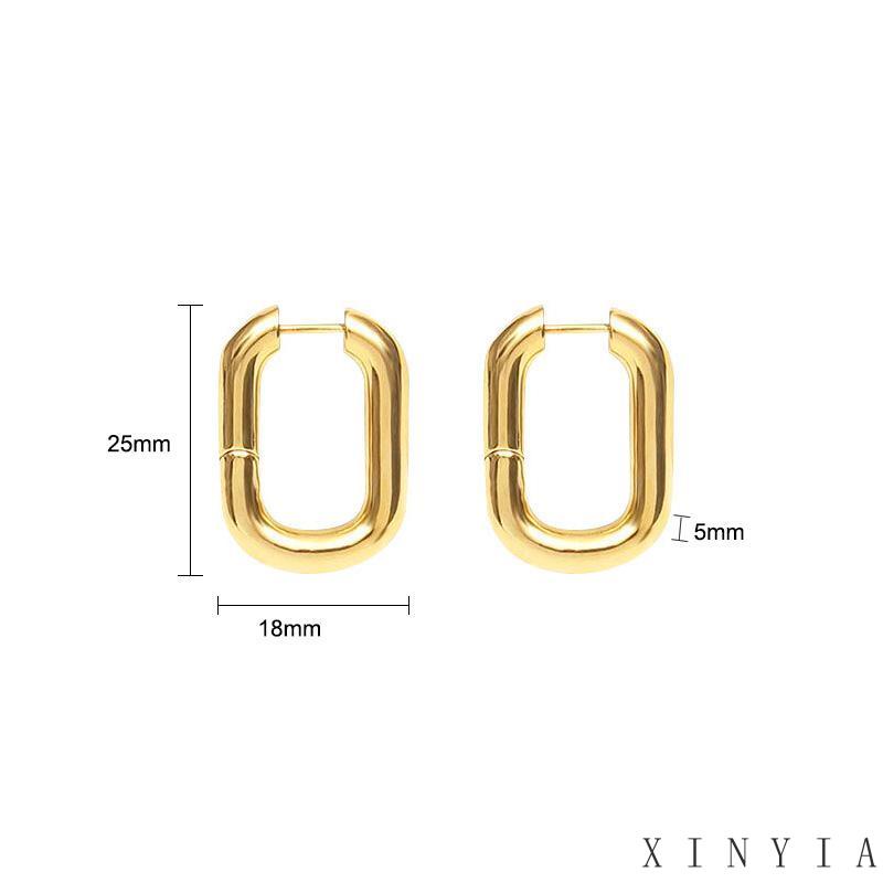 2023 Fashion Korea Anting -anting emas persegi baru Anting Stud Bentuk Persegi Lapis Emas Gaya Retro