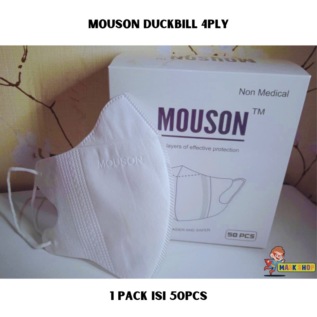 MASKER DUCKBILL MOUSON 4PLY ISI 50PCS EMBOSS MOUSON
