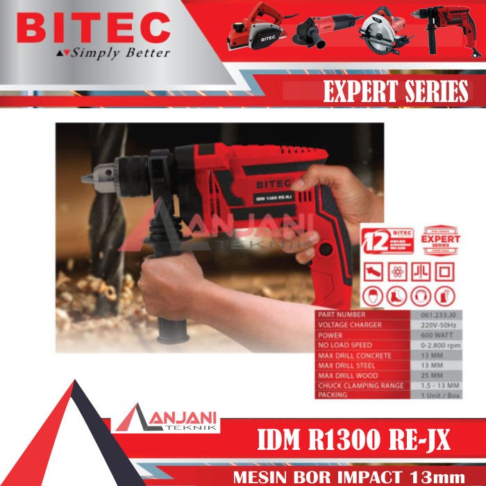 MESIN BOR BETON BITEC IDM R 1300 RE-JX 13 mm IMPACT DRILL 13mm R1300