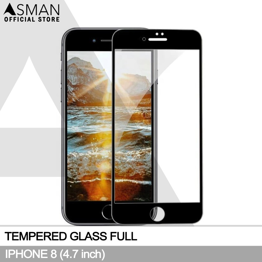 Tempered Glass Full iPhone 8 (4.7&quot;) | Anti Gores Kaca - Hitam