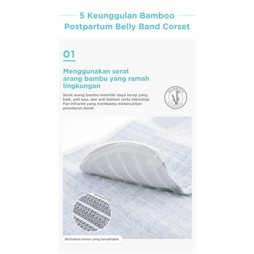 MOOIMOM Bamboo Postpartum Belly Band Korset Pelangsing Pasca Melahirkan Normal &amp; Caesar Corset