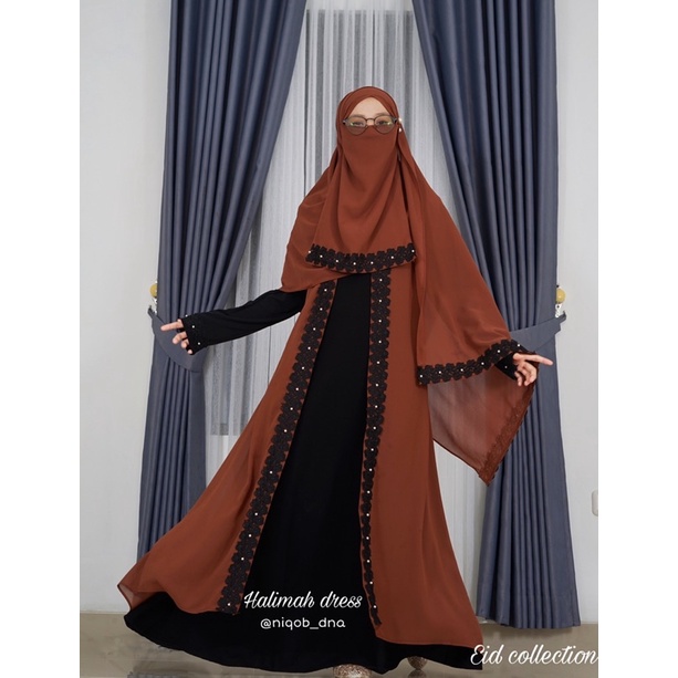 Abaya Bassic Hitam Jetblack Dress Hitam Masturoh Temboro Gamis Hitam Terbaru HALIMAH DRESS