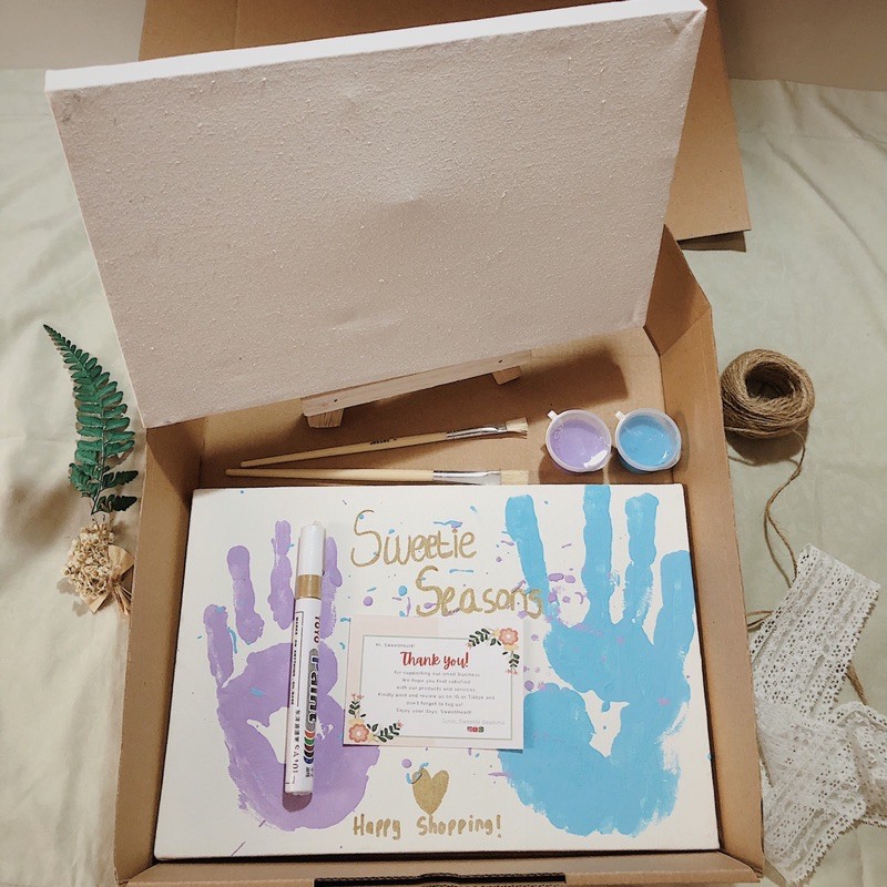 

[TERMASUK EASEL] DIY Handprint Painting Kit by Sweetie Seasons Canvas Lukis Set Easel Lukisan