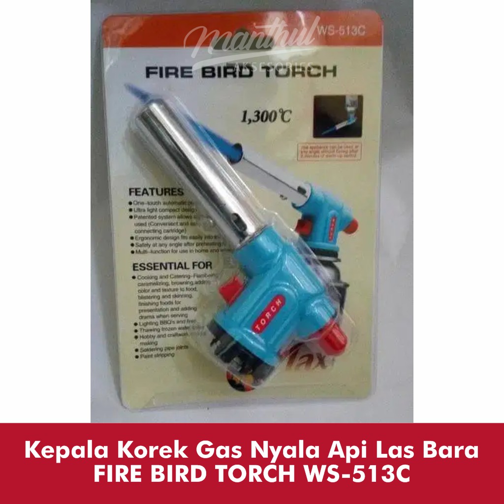 Kepala Korek Gas Nyala Api Las Bara FIRE BIRD TORCH WS-513C