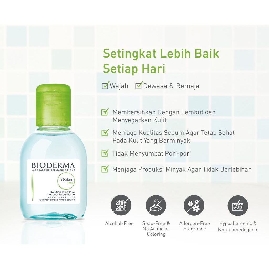 BIODERMA Sebium H20 Micellar Water untuk Kulit Kombinasi atau Berminyak 100 ml