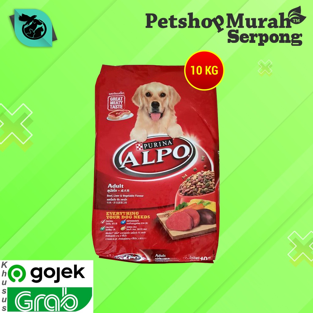 [GOSEND] Makanan Anjing Alpo Adult Beef Liver Vegetables 10 Kg Dog Food Alpo Beef 10kg