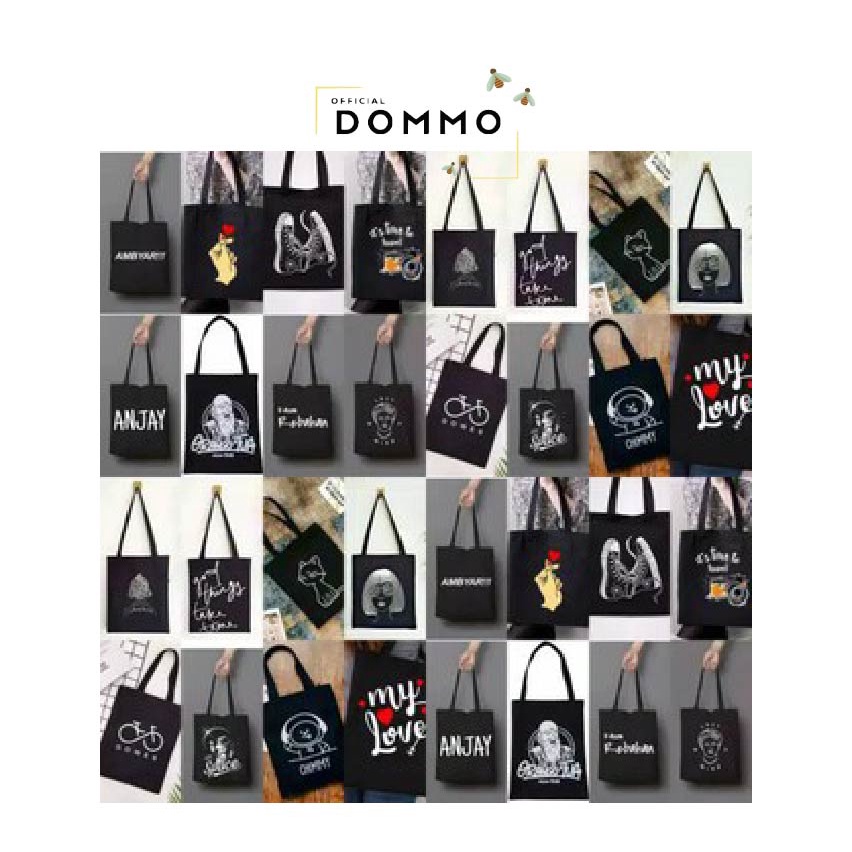 [LOKAL] DOMMO - D1380 Tote bag custom PAKAI SLETING - kpop murah wanita custom motif