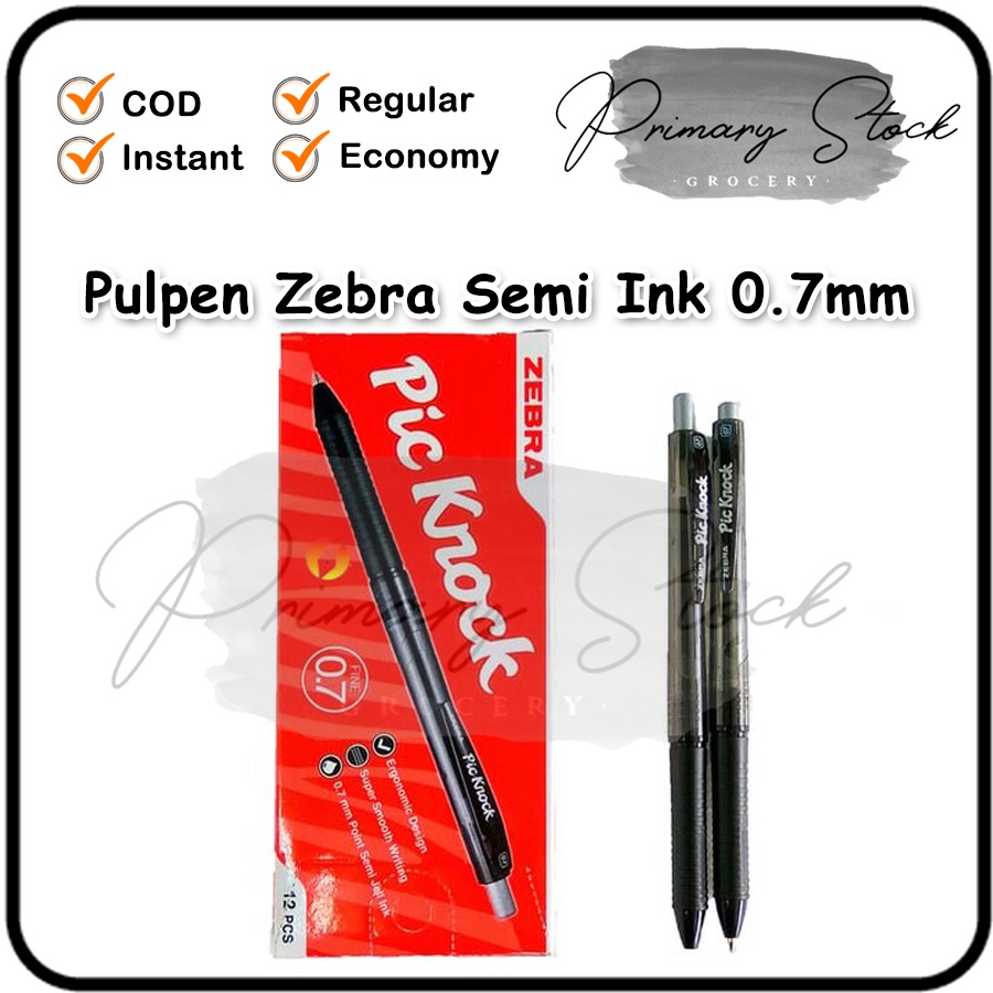 

Pulpen Zebra Pic Knock Zebra Pen Bulpen Gel 0.7 mm Hitam Black