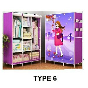 LEMARI PAKAIAN PORTABLE WARNA UNGU  Murah