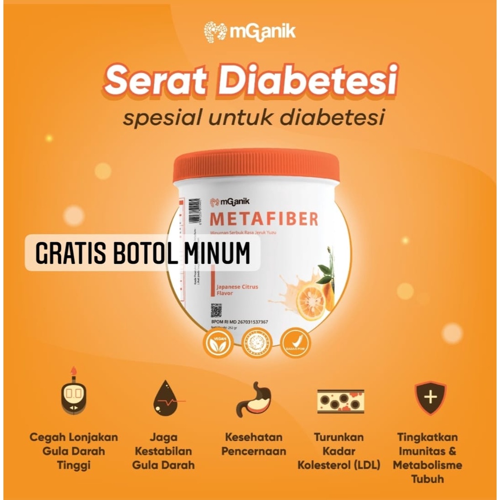 MGANIK METAFIBER 450 GRAM GR  Minuman Serat Fiber Untuk Diabetes M ganik Meta Fiber BPOM